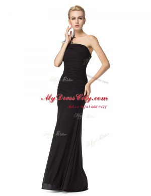 Admirable One Shoulder Sleeveless Zipper Floor Length Ruching