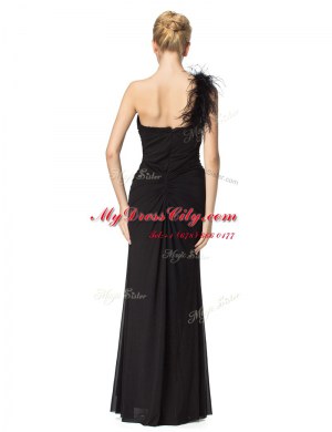 Admirable One Shoulder Sleeveless Zipper Floor Length Ruching
