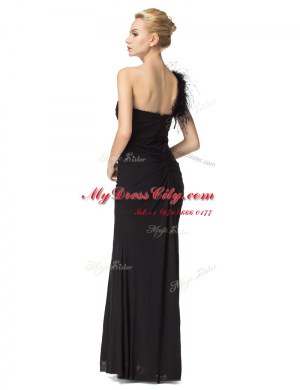 Admirable One Shoulder Sleeveless Zipper Floor Length Ruching