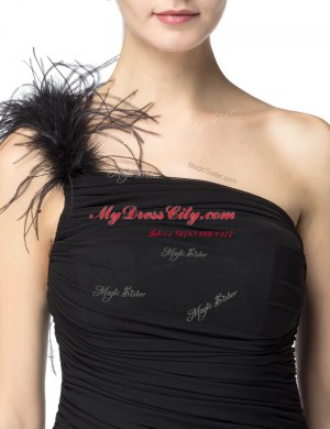 Admirable One Shoulder Sleeveless Zipper Floor Length Ruching