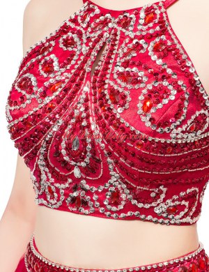 Unique Beading Dress for Prom Red Zipper Sleeveless Floor Length