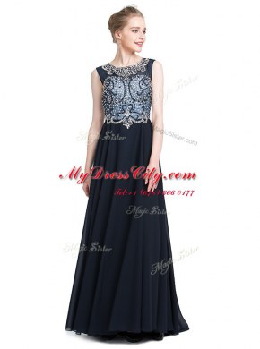 Scoop Sleeveless Brush Train Zipper With Train Beading Prom Dresses