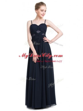 Ruching Prom Evening Gown Black Zipper Sleeveless Floor Length