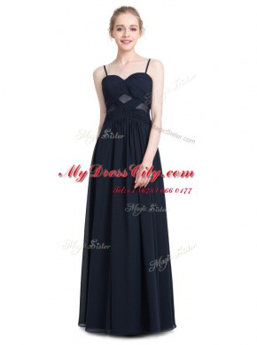Ruching Prom Evening Gown Black Zipper Sleeveless Floor Length