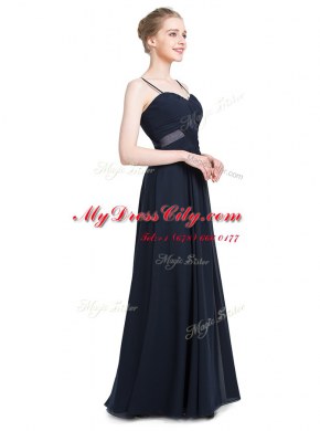 Ruching Prom Evening Gown Black Zipper Sleeveless Floor Length