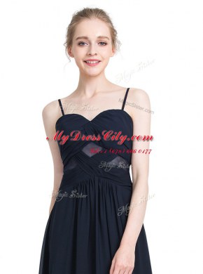 Ruching Prom Evening Gown Black Zipper Sleeveless Floor Length