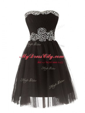 Black Sweetheart Neckline Beading Prom Party Dress Sleeveless Zipper