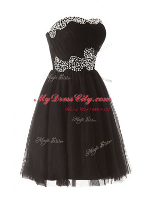 Black Sweetheart Neckline Beading Prom Party Dress Sleeveless Zipper