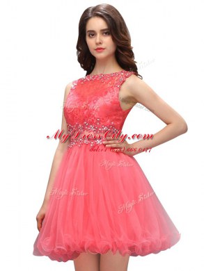 Enchanting Sleeveless Zipper Mini Length Beading and Lace Prom Dresses