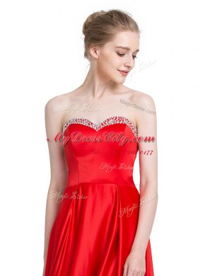 Wonderful Elastic Woven Satin Sleeveless Floor Length Prom Dress and Beading