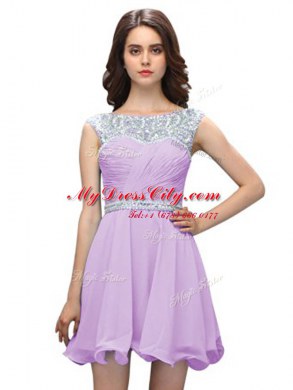 Fancy Lavender Scoop Zipper Beading Homecoming Dress Sleeveless