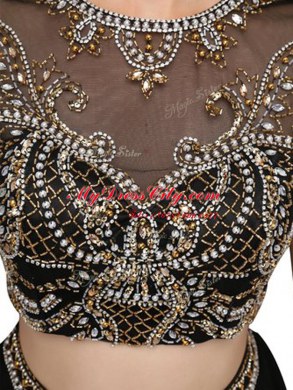 Colorful Navy Blue Criss Cross Scoop Beading Evening Dress Tulle Sleeveless