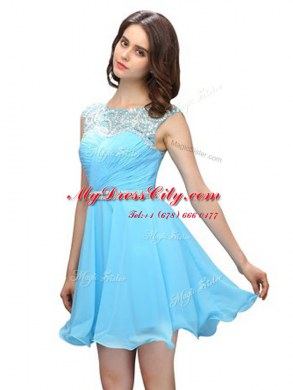 Beauteous Scoop Baby Blue Sleeveless Chiffon Zipper Evening Dress for Prom and Party