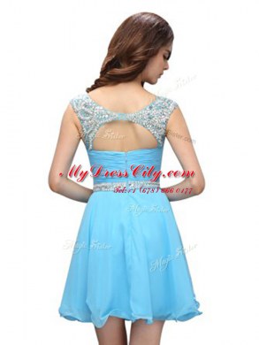Beauteous Scoop Baby Blue Sleeveless Chiffon Zipper Evening Dress for Prom and Party