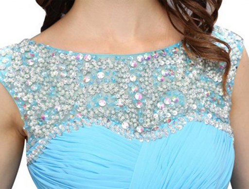 Beauteous Scoop Baby Blue Sleeveless Chiffon Zipper Evening Dress for Prom and Party
