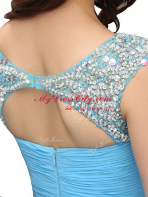 Beauteous Scoop Baby Blue Sleeveless Chiffon Zipper Evening Dress for Prom and Party