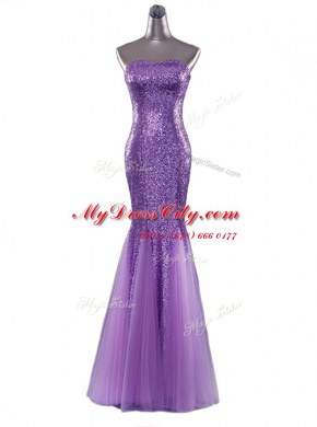 Mermaid Eggplant Purple Zipper Strapless Sequins Prom Evening Gown Sequined Sleeveless