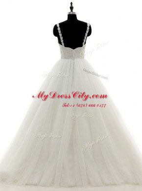 Sleeveless Beading Zipper Wedding Dress