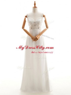 White Sleeveless Chiffon Backless Wedding Gown for Wedding Party