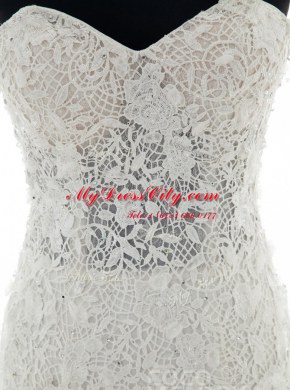 Sweet Mermaid White Sleeveless Brush Train Lace With Train Bridal Gown