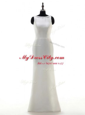 Scoop Floor Length Column/Sheath Sleeveless White Wedding Gown Side Zipper
