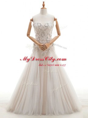 White Sweetheart Neckline Beading Wedding Dresses Sleeveless Lace Up
