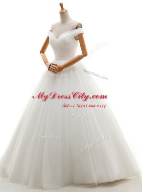 White Wedding Gowns Wedding Party and For with Ruching Off The Shoulder Sleeveless Lace Up
