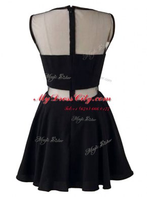 Fine Scoop Black Sleeveless Chiffon Zipper Prom Evening Gown for Prom and Party