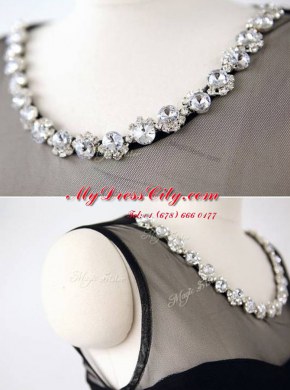 Fine Scoop Black Sleeveless Chiffon Zipper Prom Evening Gown for Prom and Party