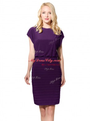 Navy Blue Prom Party Dress Party and For with Ruffles Bateau Cap Sleeves Zipper