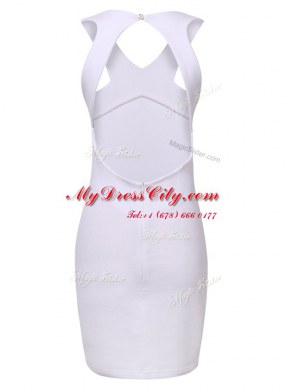 Halter Top White Column/Sheath Sequins Prom Party Dress Zipper Elastic Woven Satin Sleeveless Mini Length