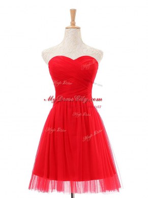 Adorable Red Sweetheart Zipper Ruching Evening Dress Sleeveless