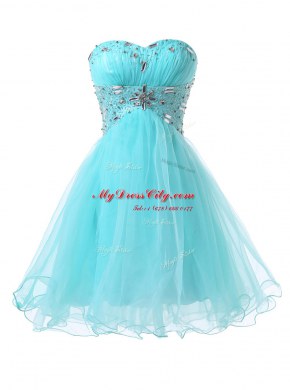 Sweet Sleeveless Lace Up Knee Length Beading Party Dress