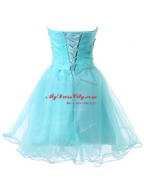 Sweet Sleeveless Lace Up Knee Length Beading Party Dress