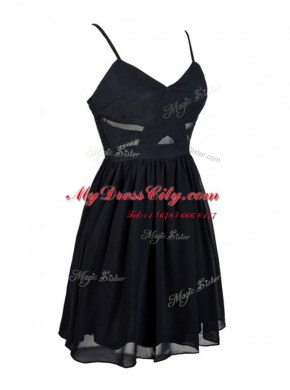 Black Sleeveless Ruching Mini Length Prom Gown