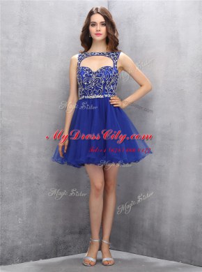 Top Selling Bateau Sleeveless Organza Prom Dresses Beading Zipper