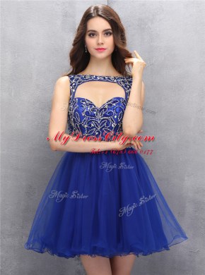 Top Selling Bateau Sleeveless Organza Prom Dresses Beading Zipper