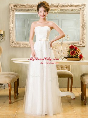 Deluxe Lace Red Sleeveless Belt Floor Length Prom Evening Gown