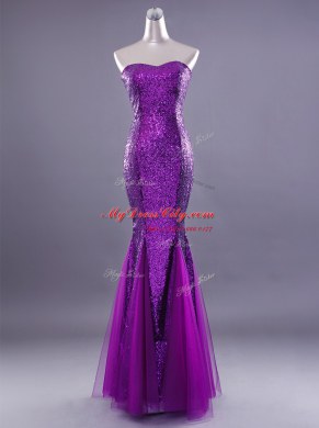 Sumptuous Mermaid Red Zipper Sweetheart Sequins Homecoming Dress Satin and Tulle Sleeveless