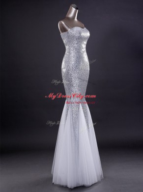 Sumptuous Mermaid Red Zipper Sweetheart Sequins Homecoming Dress Satin and Tulle Sleeveless