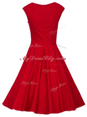 Enchanting Square Satin Cap Sleeves Knee Length Dress for Prom and Ruching