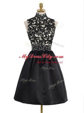 Black High-neck Neckline Beading and Appliques Dress for Prom Sleeveless Zipper