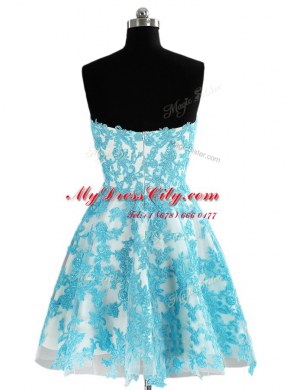Sweetheart Sleeveless Organza Evening Dress Appliques Zipper