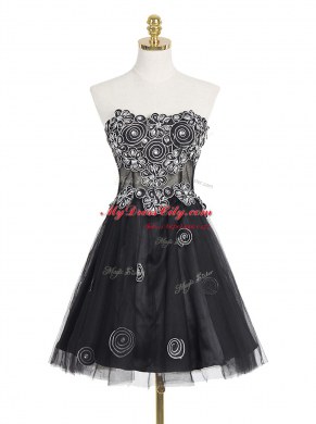 Superior Appliques Prom Gown Black Zipper Sleeveless Mini Length