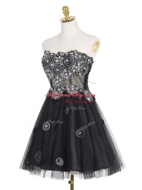 Superior Appliques Prom Gown Black Zipper Sleeveless Mini Length