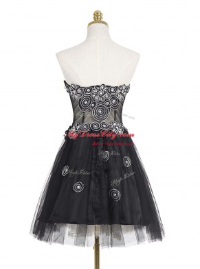 Superior Appliques Prom Gown Black Zipper Sleeveless Mini Length