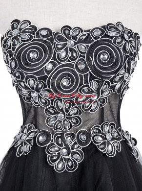 Superior Appliques Prom Gown Black Zipper Sleeveless Mini Length