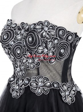 Superior Appliques Prom Gown Black Zipper Sleeveless Mini Length