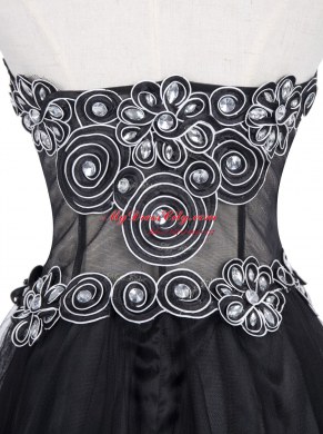 Superior Appliques Prom Gown Black Zipper Sleeveless Mini Length