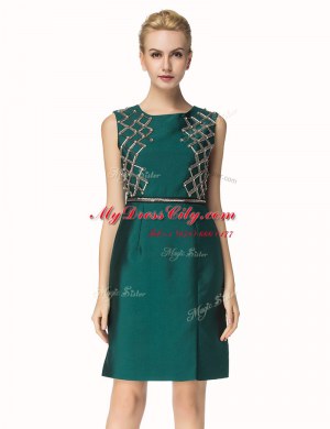Perfect Dark Green Bateau Neckline Beading Prom Dress Sleeveless Zipper